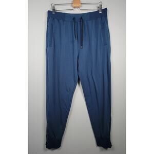 Tommy John Mens L Go Anywhere Jogger Pants Blue Stretch Zip Pocket